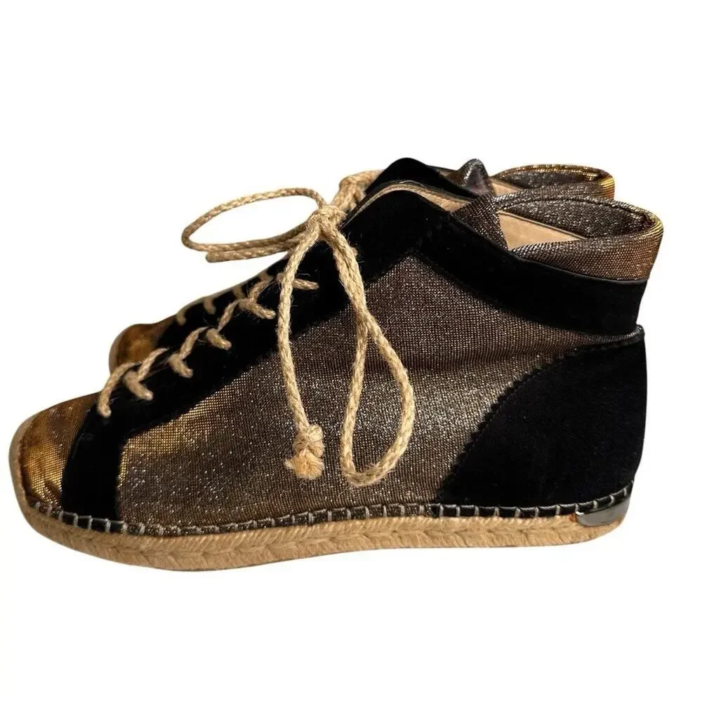 Stuart‎ Weitzman Metallic High Top Lace Up Espadrille Sneakers 9.5